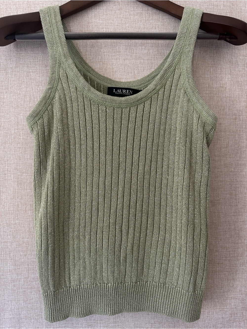 NWOT Lauren by Ralph Lauren Metallic Khaki Tank Top in small